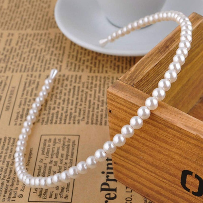 Aysekone 2 Pack Simple Design Imitation Pearl Headband Lady Full Pearl Bead Fashion Stylish Headband Wedding Party Bridal Hair Hoop - Image 4